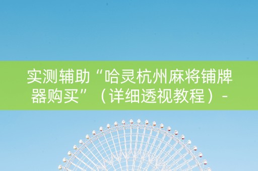 实测辅助“哈灵杭州麻将铺牌器购买”（详细透视教程）-哔哩哔哩