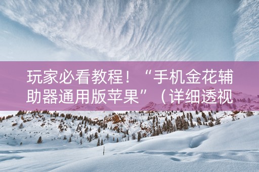 玩家必看教程！“手机金花辅助器通用版苹果”（详细透视教程）-哔哩哔哩