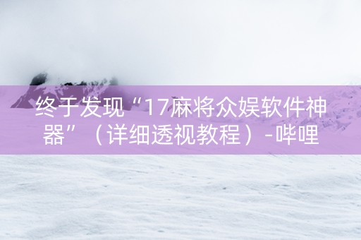 终于发现“17麻将众娱软件神器”（详细透视教程）-哔哩哔哩