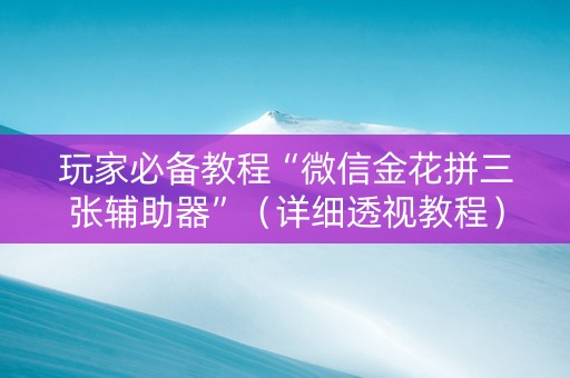 玩家必备教程“微信金花拼三张辅助器”（详细透视教程）-哔哩哔哩