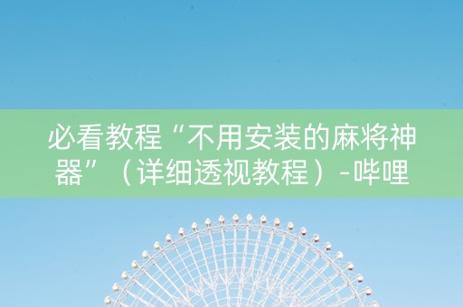 必看教程“不用安装的麻将神器”（详细透视教程）-哔哩哔哩