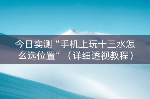 今日实测“手机上玩十三水怎么选位置”（详细透视教程）-哔哩哔哩
