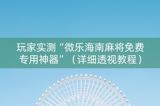 玩家实测“微乐海南麻将免费专用神器”（详细透视教程）-哔哩哔哩