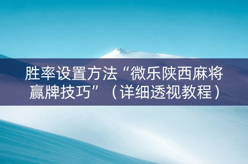 胜率设置方法“微乐陕西麻将赢牌技巧”（详细透视教程）-哔哩哔哩
