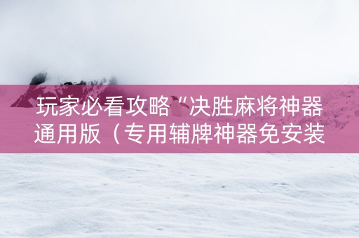 玩家必看攻略“决胜麻将神器通用版（专用辅牌神器免安装）