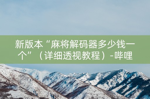 新版本“麻将解码器多少钱一个”（详细透视教程）-哔哩哔哩