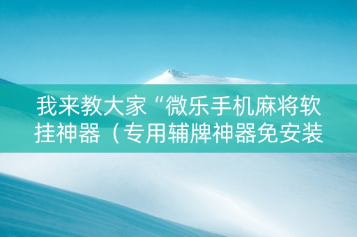 我来教大家“微乐手机麻将软挂神器（专用辅牌神器免安装）