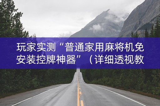 玩家实测“普通家用麻将机免安装控牌神器”（详细透视教程）-哔哩哔哩