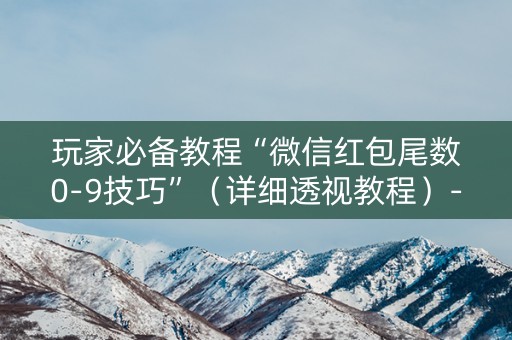 玩家必备教程“微信红包尾数0-9技巧”（详细透视教程）-哔哩哔哩