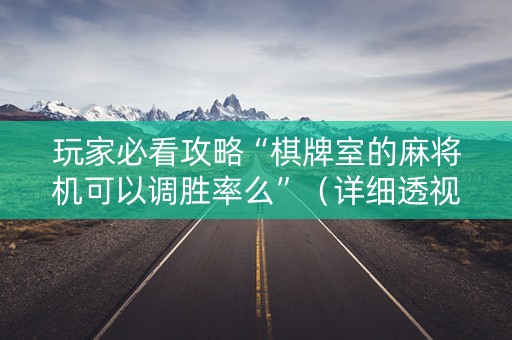 玩家必看攻略“棋牌室的麻将机可以调胜率么”（详细透视教程）-哔哩哔哩