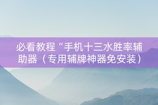 必看教程“手机十三水胜率辅助器（专用辅牌神器免安装）
