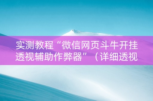 实测教程“微信网页斗牛开挂透视辅助作弊器”（详细透视教程）-哔哩哔哩