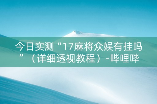 今日实测“17麻将众娱有挂吗”（详细透视教程）-哔哩哔哩