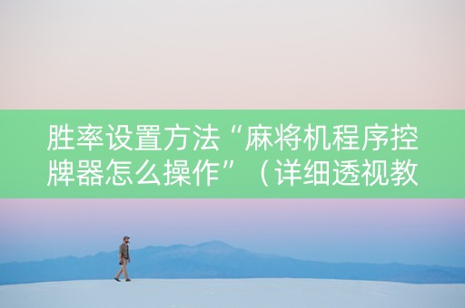胜率设置方法“麻将机程序控牌器怎么操作”（详细透视教程）-哔哩哔哩