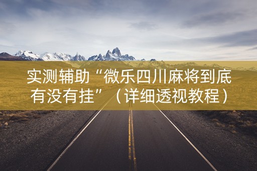 实测辅助“微乐四川麻将到底有没有挂”（详细透视教程）-哔哩哔哩
