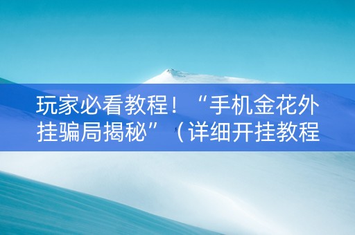 玩家必看教程！“手机金花外挂骗局揭秘”（详细开挂教程）-哔哩哔哩