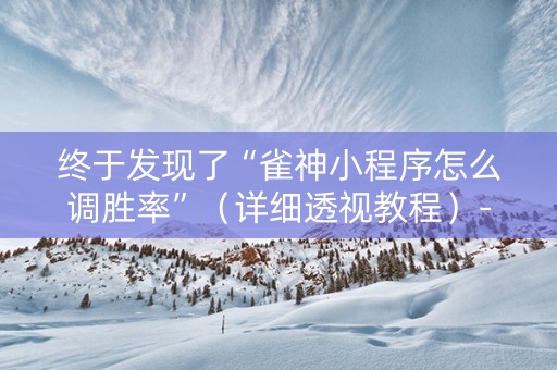 终于发现了“雀神小程序怎么调胜率”（详细透视教程）-哔哩哔哩