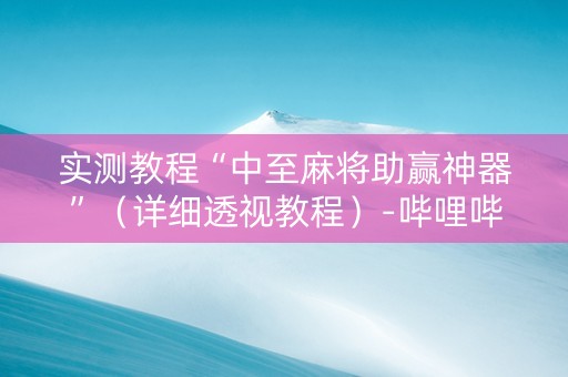 实测教程“中至麻将助赢神器”（详细透视教程）-哔哩哔哩