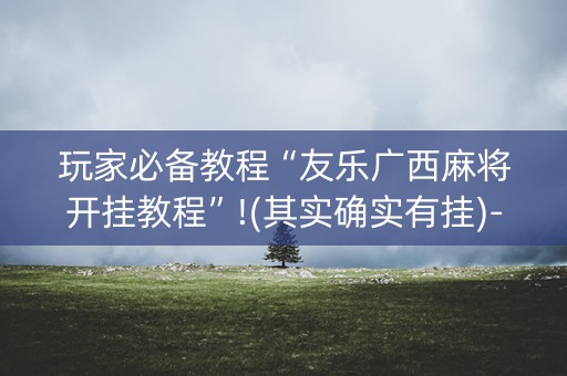 玩家必备教程“友乐广西麻将开挂教程”!(其实确实有挂)-知乎
