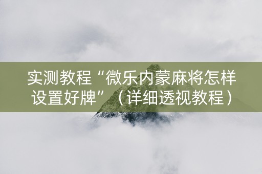 实测教程“微乐内蒙麻将怎样设置好牌”（详细透视教程）-哔哩哔哩