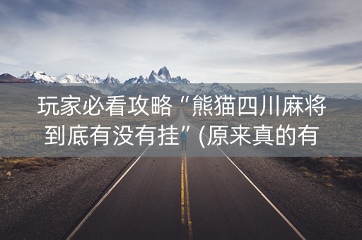 玩家必看攻略“熊猫四川麻将到底有没有挂”(原来真的有挂)-知乎