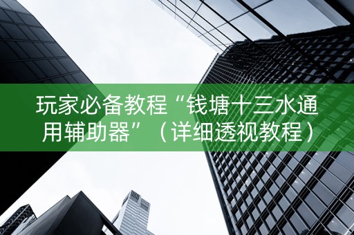 玩家必备教程“钱塘十三水通用辅助器”（详细透视教程）-哔哩哔哩
