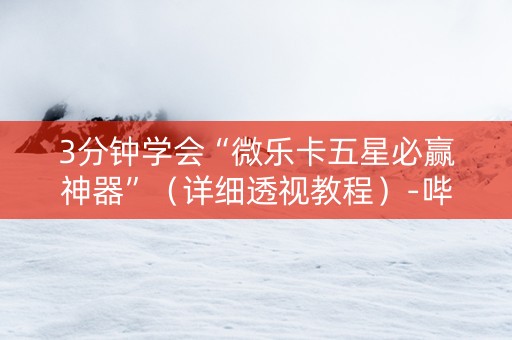 3分钟学会“微乐卡五星必赢神器”（详细透视教程）-哔哩哔哩