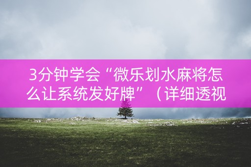3分钟学会“微乐划水麻将怎么让系统发好牌”（详细透视教程）-哔哩哔哩