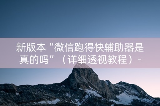 新版本“微信跑得快辅助器是真的吗”（详细透视教程）-哔哩哔哩