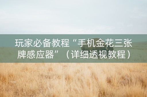 玩家必备教程“手机金花三张牌感应器”（详细透视教程）-哔哩哔哩