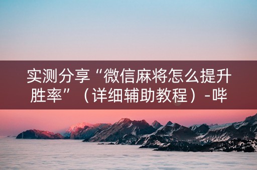 实测分享“微信麻将怎么提升胜率”（详细辅助教程）-哔哩哔哩