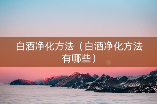 白酒净化方法（白酒净化方法有哪些）