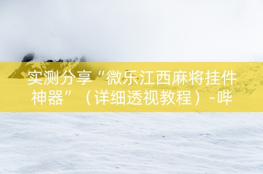实测分享“微乐江西麻将挂件神器”（详细透视教程）-哔哩哔哩