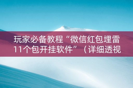 玩家必备教程“微信红包埋雷11个包开挂软件”（详细透视教程）-哔哩哔哩