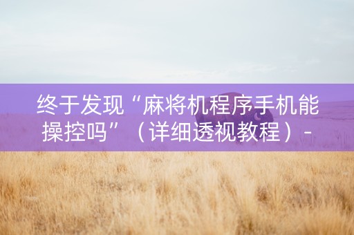 终于发现“麻将机程序手机能操控吗”（详细透视教程）-哔哩哔哩