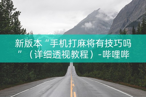 新版本“手机打麻将有技巧吗”（详细透视教程）-哔哩哔哩