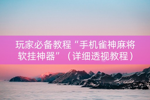 玩家必备教程“手机雀神麻将软挂神器”（详细透视教程）-哔哩哔哩