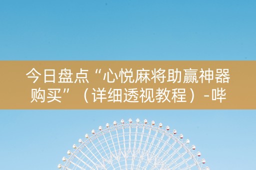 今日盘点“心悦麻将助赢神器购买”（详细透视教程）-哔哩哔哩