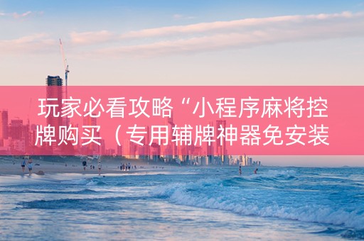 玩家必看攻略“小程序麻将控牌购买（专用辅牌神器免安装）
