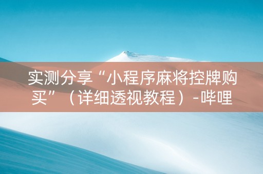 实测分享“小程序麻将控牌购买”（详细透视教程）-哔哩哔哩