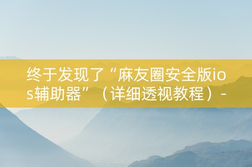终于发现了“麻友圈安全版ios辅助器”（详细透视教程）-哔哩哔哩