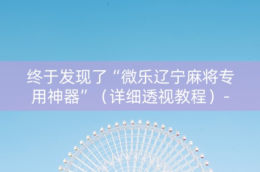 终于发现了“微乐辽宁麻将专用神器”（详细透视教程）-哔哩哔哩