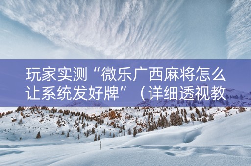 玩家实测“微乐广西麻将怎么让系统发好牌”（详细透视教程）-哔哩哔哩