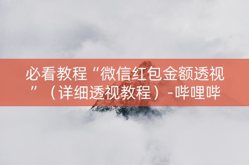 必看教程“微信红包金额透视”（详细透视教程）-哔哩哔哩