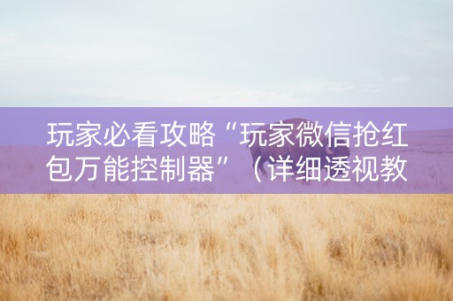 玩家必看攻略“玩家微信抢红包万能控制器”（详细透视教程）-哔哩哔哩