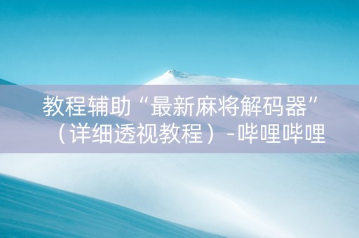 教程辅助“最新麻将解码器”（详细透视教程）-哔哩哔哩