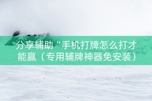 分享辅助“手机打牌怎么打才能赢（专用辅牌神器免安装）