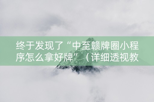 终于发现了“中至赣牌圈小程序怎么拿好牌”（详细透视教程）-哔哩哔哩