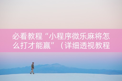 必看教程“小程序微乐麻将怎么打才能赢”（详细透视教程）-哔哩哔哩