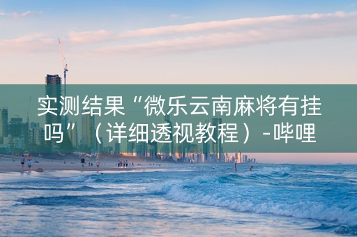 实测结果“微乐云南麻将有挂吗”（详细透视教程）-哔哩哔哩